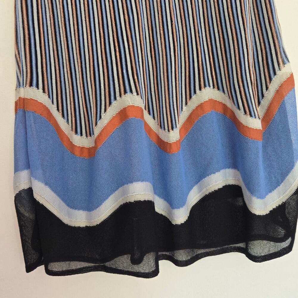M Missoni Womens Knit Skirt Striped Wave Retro A Line Lightweight Euro Blue 10 - Picture 6 of 10